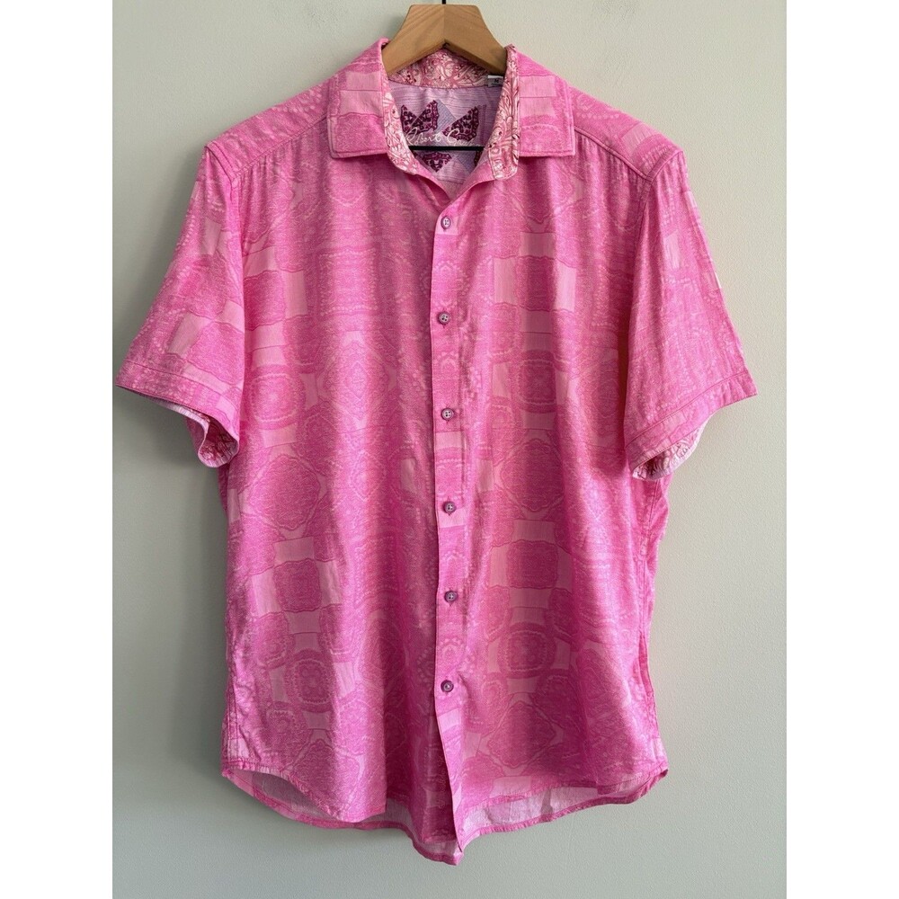 Robert Graham Ulrich Shirt Pink Jaquard Men's Medium Short Sleeve
